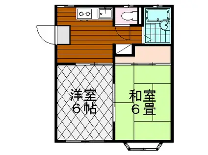 グランディール壱番館(2K/2階)の間取り写真