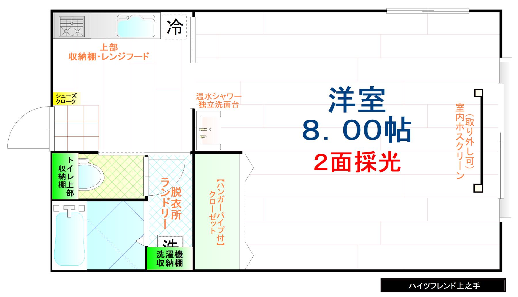 ハイツフレンド上之手(1K/1階)の間取り写真