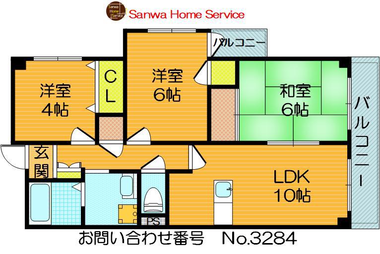 川島第21ビル(3LDK/2階)の間取り写真