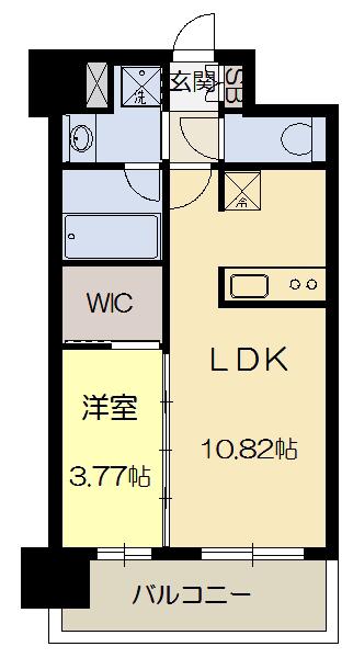 ドン・パレス江坂(1LDK/4階)の間取り写真