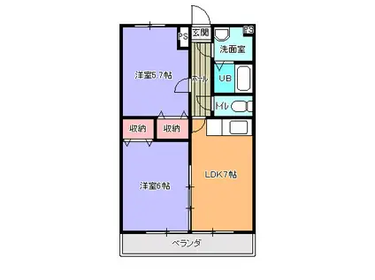 城南ヒルズ(2DK/3階)の間取り写真