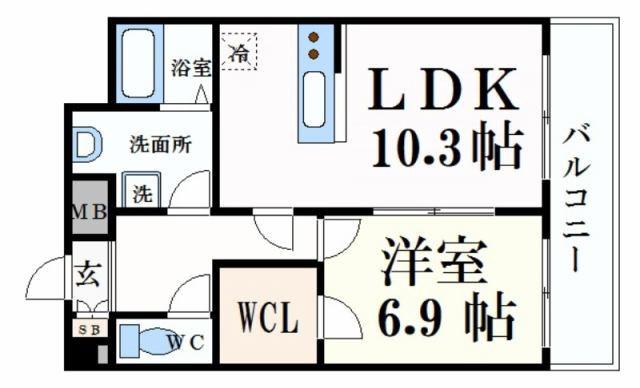 CAPITAL.I姫路(1LDK/8階)の間取り写真