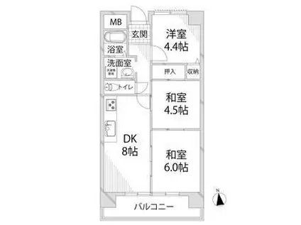 メゾン・ド・アルシュ(3DK/4階)の間取り写真