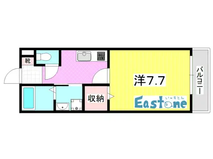 シャトークレアシオン郡元(1K/3階)の間取り写真