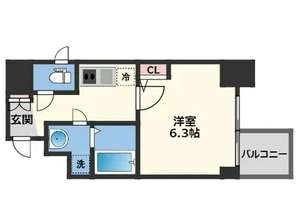 アクアプレイス江戸堀(1K/13階)の間取り写真