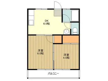 加園マンション(2DK/1階)の間取り写真