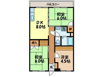 ソレアード滑石(3DK/1階)の間取り写真