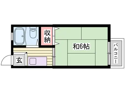 東辻井ハイツ(ワンルーム/1階)の間取り写真