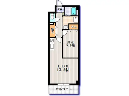 コモド桜山(1LDK/3階)の間取り写真
