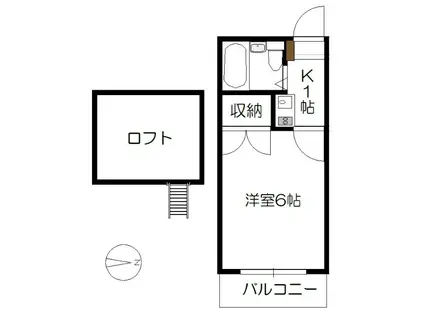 MIYATO(1K/2階)の間取り写真
