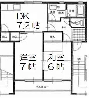 シルクヴェールフジB棟(2DK/2階)の間取り写真