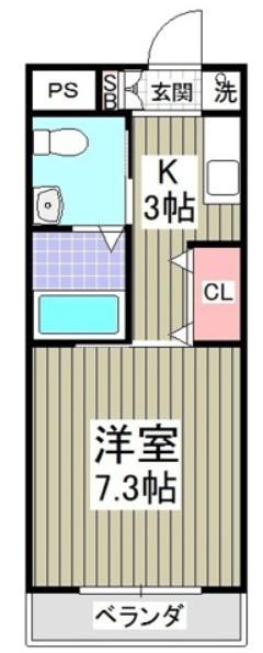 パンテオン(1K/1階)の間取り写真