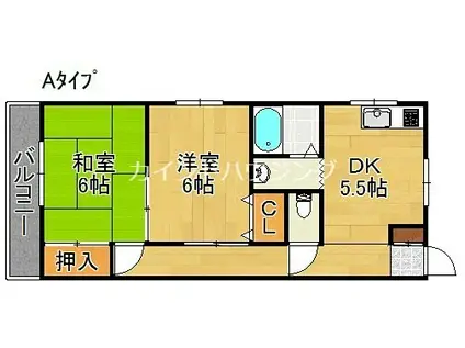 トモエハイツII(2DK/2階)の間取り写真
