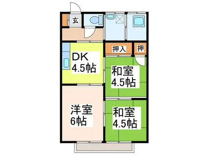 渡辺アパート(3DK/2階)の間取り写真