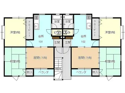 サンミハイツ(3DK/1階)の間取り写真