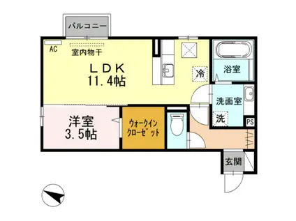 グランコート B(1LDK/1階)の間取り写真