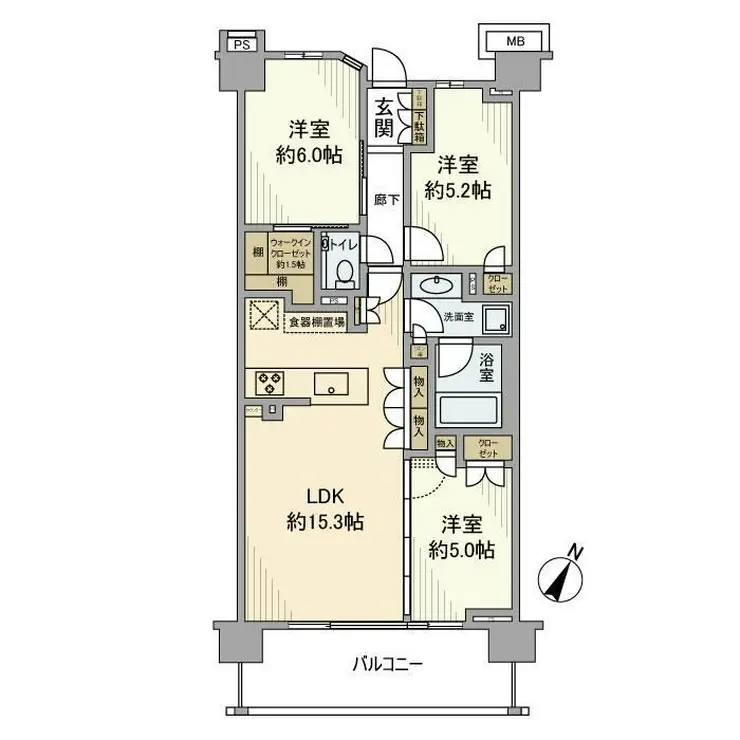 パークホームズ用賀一丁目 5階階 間取り