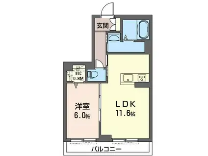 カーサ ローザ(1LDK/2階)の間取り写真
