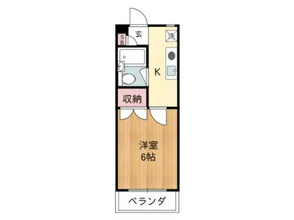 スカイハイムII(1K/2階)の間取り写真