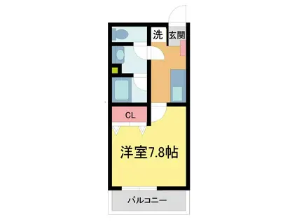 ロクサーヌ浜甲子園(1K/1階)の間取り写真