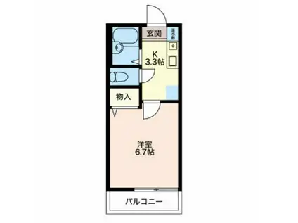 シオンハイツII(1K/2階)の間取り写真