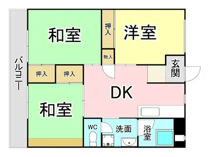 富田ハイツ(3DK/6階)の間取り写真