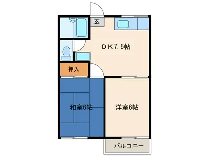 ユートピア(2DK/2階)の間取り写真
