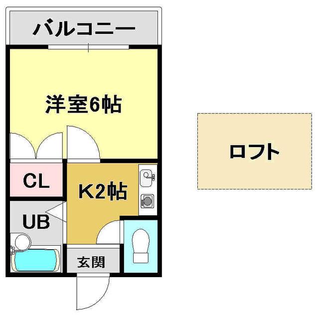 ホワイトパレス(1K/2階)の間取り写真