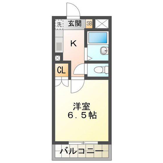 ラフィネ江戸橋(1K/2階)の間取り写真