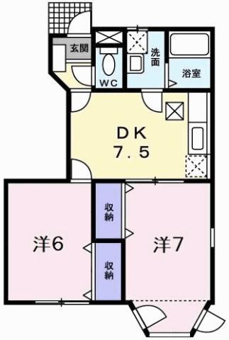COUNTRY II(2DK/1階)の間取り写真