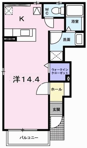 スイート ガーデンI(1K/1階)の間取り写真