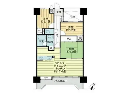 ダイアパレス長崎ステーションプラザ(3LDK/12階)の間取り写真