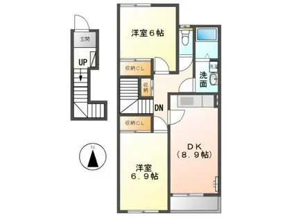 ハイツ樹々I(2DK/2階)の間取り写真