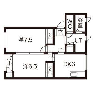 ストリームB(2DK/1階)の間取り写真