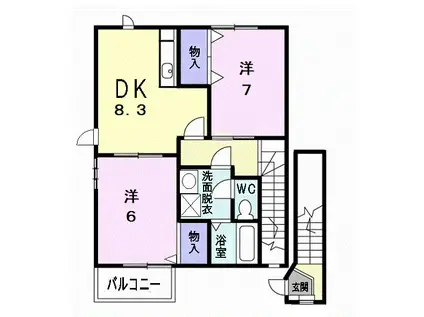 シェーン・バッハ(2DK/2階)の間取り写真