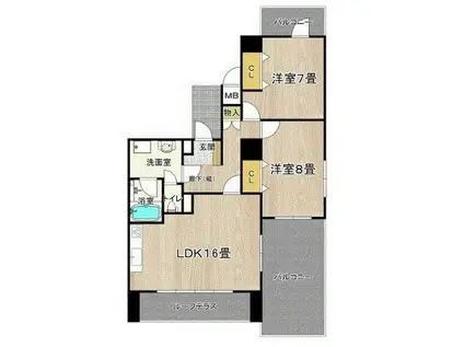 ビレッジアール大淀南(2LDK/8階)の間取り写真