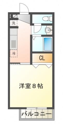 サープラスAI(1K/2階)の間取り写真