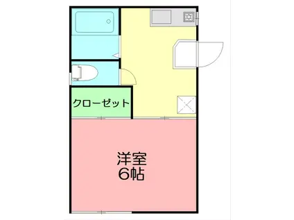 シャインハイツ(1DK/2階)の間取り写真