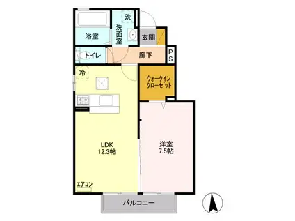 スパローハウス五番舘 A(1LDK/1階)の間取り写真