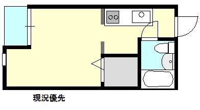 LA新徳田 A棟(1K/3階)の間取り写真