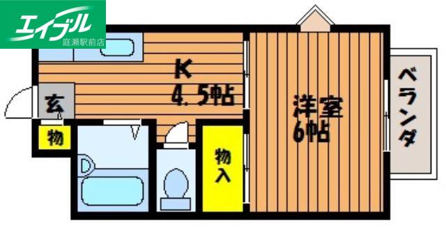 CASA茶屋町(1K/1階)の間取り写真