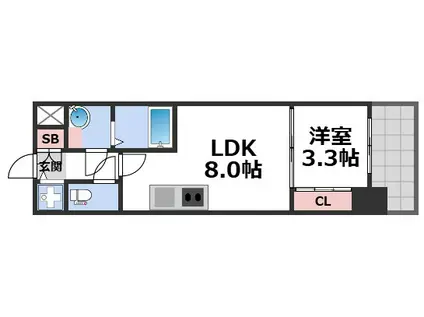 フロンティアタワー九条III(1LDK/7階)の間取り写真