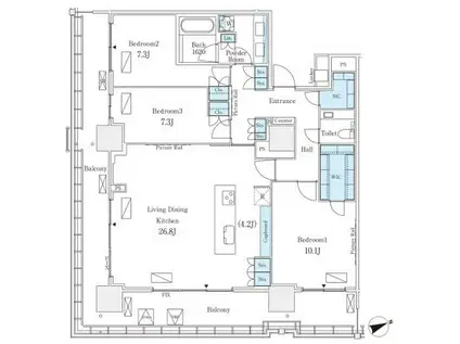 ロイヤルパークス品川(3LDK/28階)の間取り写真