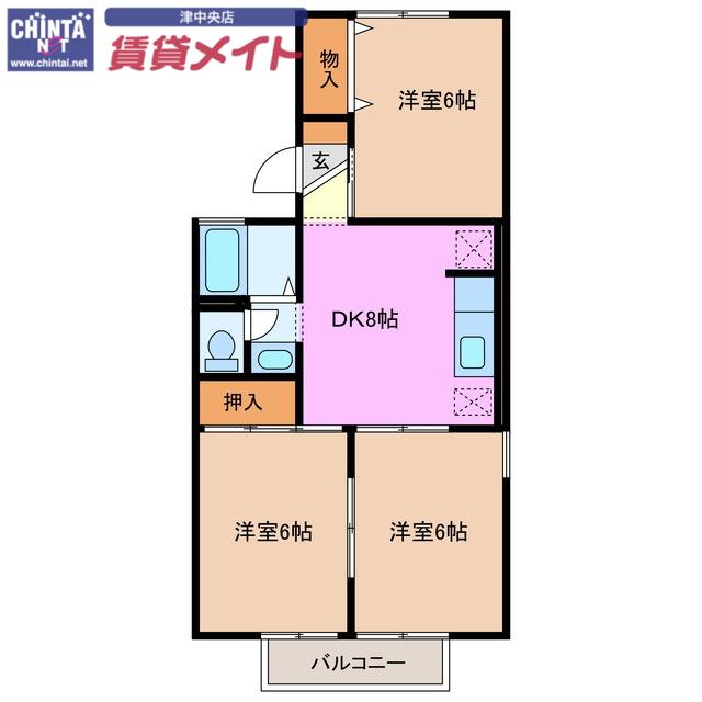 コーポ池まち花やしき(3DK/1階)の間取り写真
