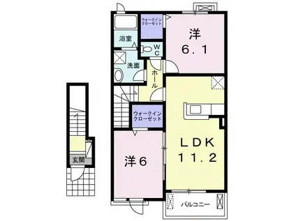桜ガルデンI(2LDK/2階)の間取り写真