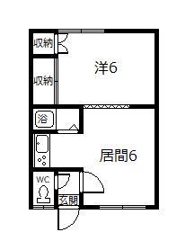 テラスハウス忠和(1DK/1階)の間取り写真