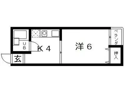パスワード(1K/2階)の間取り写真