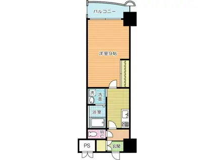 ロイヤルノースナイン(1K/17階)の間取り写真