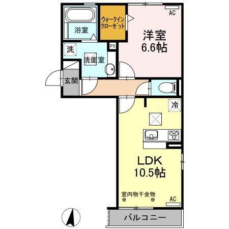 ウエスト サイド レジデンス(1LDK/1階)の間取り写真