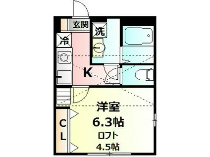CASA ORISEI(1K/2階)の間取り写真